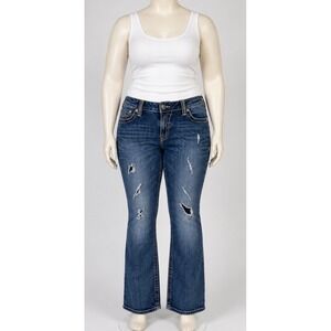 Miss Me The M Series Buckle Easy Capri Jeans 31 Blue Distressed Bootcut